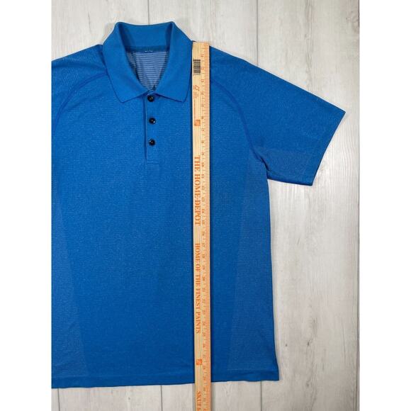 Lululemon Men's Large Metal Vent Tech Short Sleeve Polo Shirt Blue Casual - Picture 11 of 12